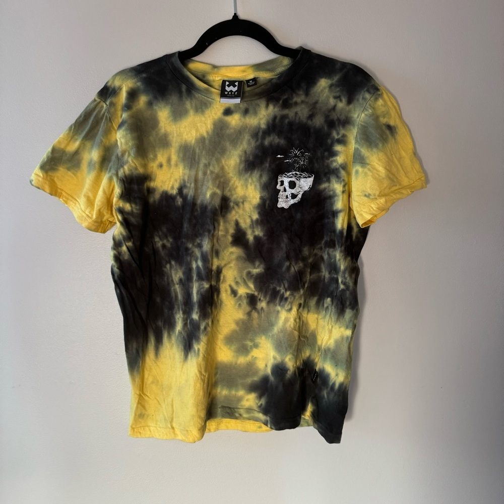 Yellow and Black Tie-Dye Skull T-Shirt